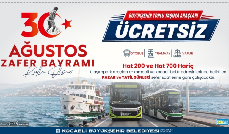 Zafer Bayramı’nda Kocaeli’de ulaşım ücretsiz (2)