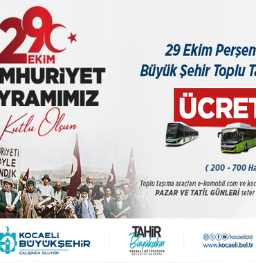 Kocaeli’de 29 Ekim’de toplu ulaş
